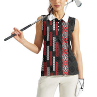 Roimata Toroa Maori Taniko Inspired New Zealand Women Sleeveless Polo Shirt LT14 - Polynesian Pride