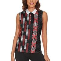 Roimata Toroa Maori Taniko Inspired New Zealand Women Sleeveless Polo Shirt LT14 - Polynesian Pride