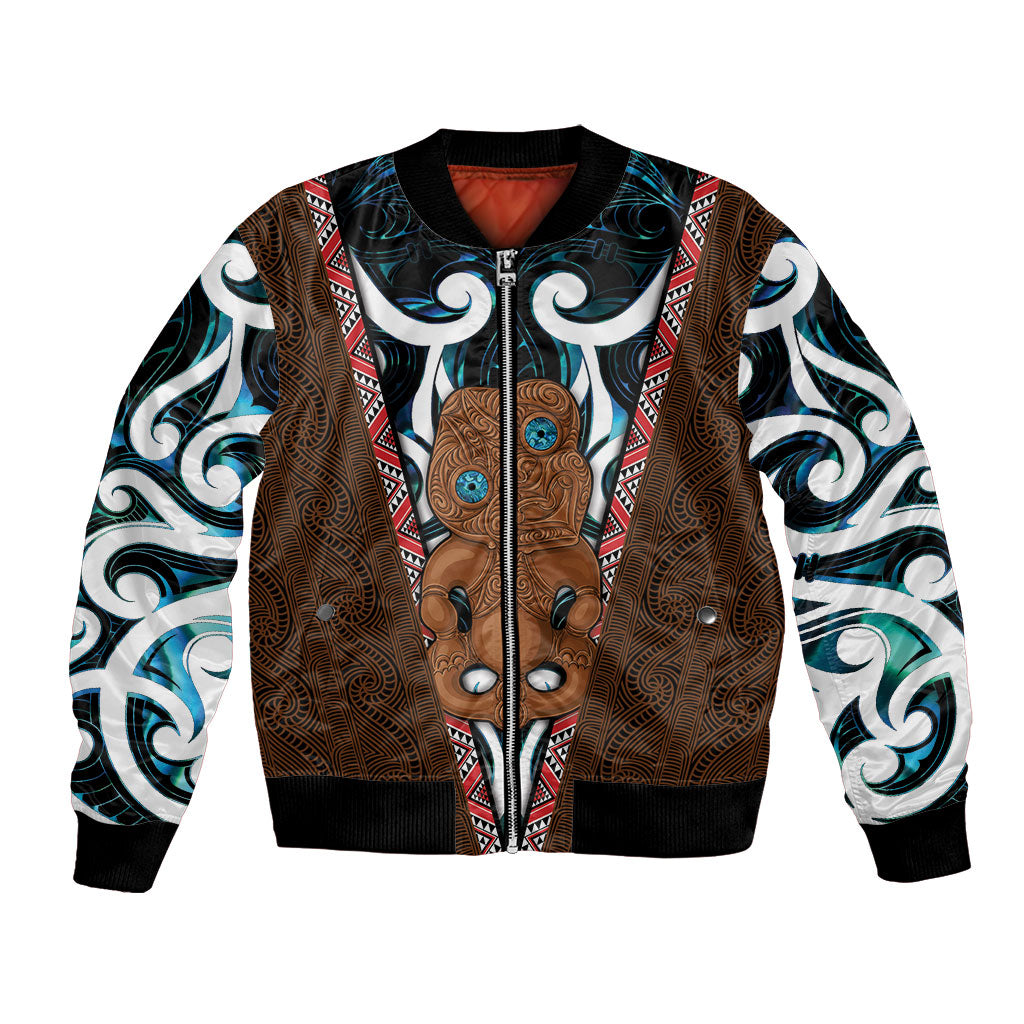 New Zealand Whakairo Bomber Jacket Tiki Maori Carving Taniko Motifs LT14 Unisex Multicolor - Polynesian Pride