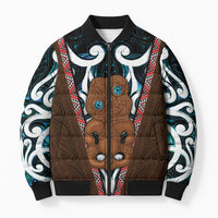 New Zealand Whakairo Bomber Puffer Jacket Tiki Maori Carving Taniko Motifs LT14 Unisex Multicolor - Polynesian Pride