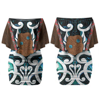 New Zealand Whakairo Couples Matching Off Shoulder Short Dress and Hawaiian Shirt Tiki Maori Carving Taniko Motifs LT14 - Polynesian Pride
