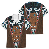 New Zealand Whakairo Family Matching Off Shoulder Short Dress and Hawaiian Shirt Tiki Maori Carving Taniko Motifs LT14 Dad's Shirt - Short Sleeve Multicolor - Polynesian Pride