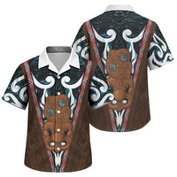 New Zealand Whakairo Family Matching Off Shoulder Short Dress and Hawaiian Shirt Tiki Maori Carving Taniko Motifs LT14 Son's Shirt Multicolor - Polynesian Pride
