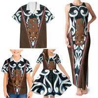 New Zealand Whakairo Family Matching Tank Maxi Dress and Hawaiian Shirt Tiki Maori Carving Taniko Motifs LT14 - Polynesian Pride