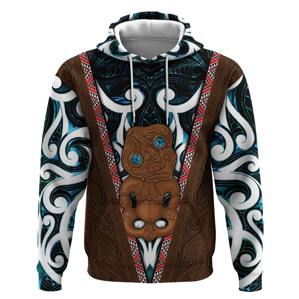 New Zealand Whakairo Hoodie Tiki Maori Carving Taniko Motifs LT14 Pullover Hoodie Multicolor - Polynesian Pride