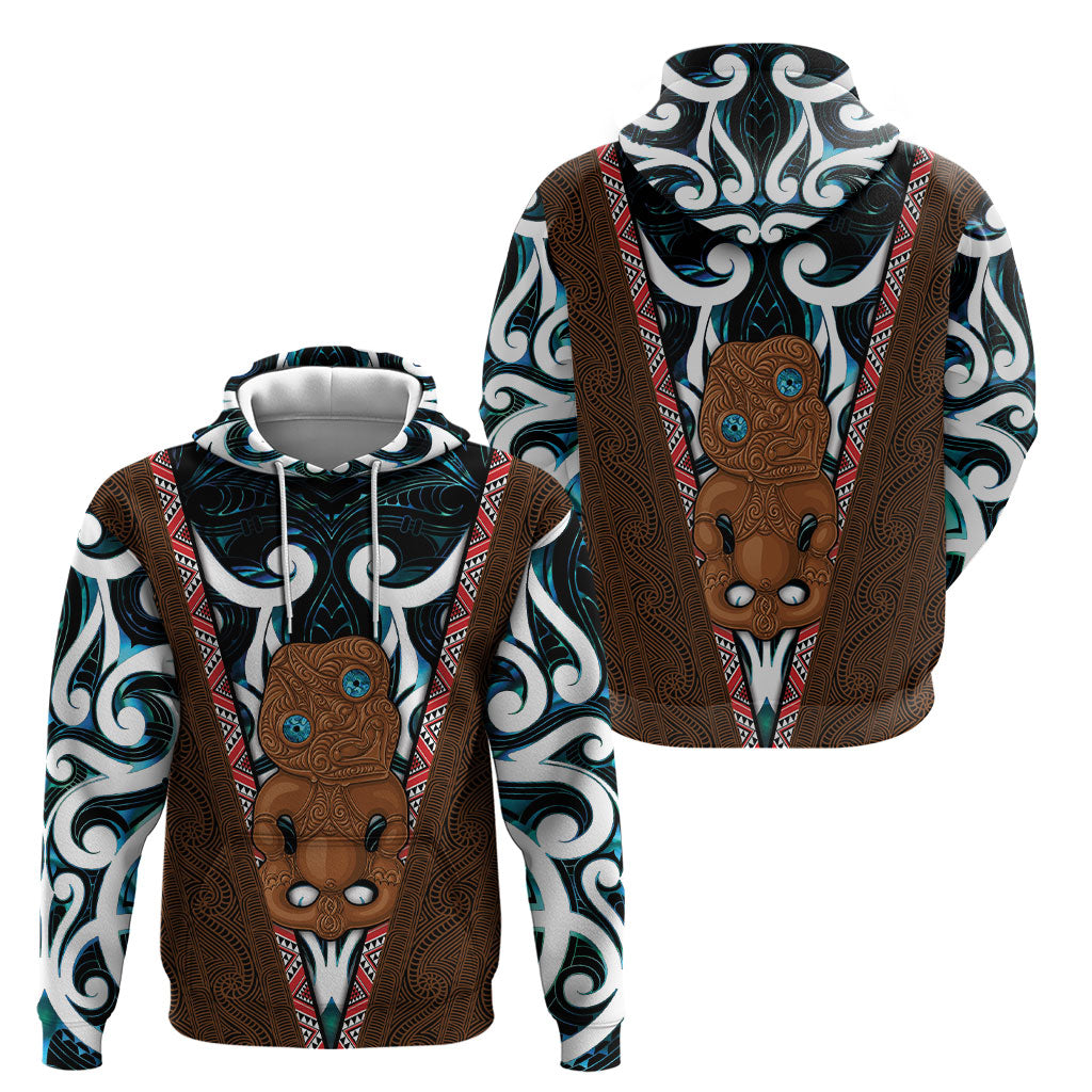 New Zealand Whakairo Hoodie Tiki Maori Carving Taniko Motifs LT14 - Polynesian Pride