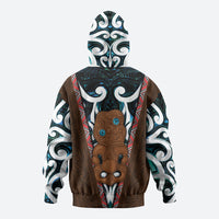 New Zealand Whakairo Hoodie Tiki Maori Carving Taniko Motifs LT14 - Polynesian Pride