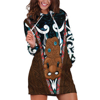 New Zealand Whakairo Hoodie Dress Tiki Maori Carving Taniko Motifs LT14 Multicolor - Polynesian Pride