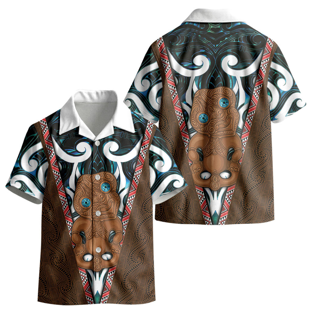 New Zealand Whakairo Kid Hawaiian Shirt Tiki Maori Carving Taniko Motifs LT14 - Polynesian Pride