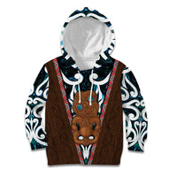 New Zealand Whakairo Kid Hoodie Tiki Maori Carving Taniko Motifs LT14 Hoodie Multicolor - Polynesian Pride