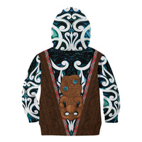 New Zealand Whakairo Kid Hoodie Tiki Maori Carving Taniko Motifs LT14 - Polynesian Pride