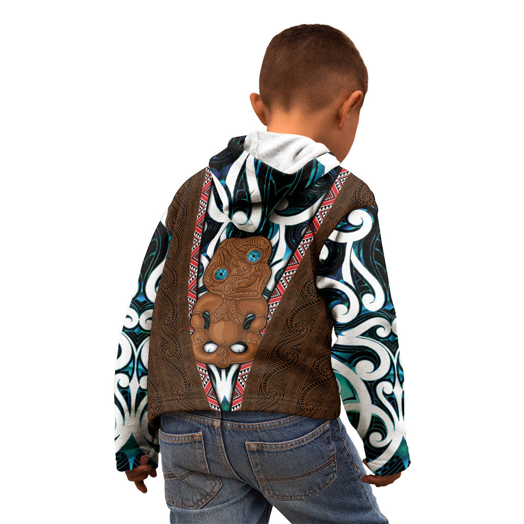 New Zealand Whakairo Kid Hoodie Tiki Maori Carving Taniko Motifs LT14 - Polynesian Pride