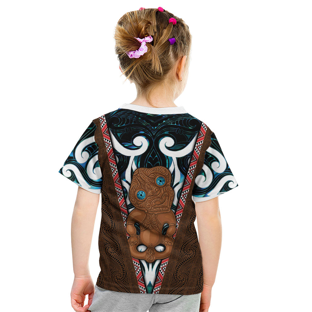 New Zealand Whakairo Kid T Shirt Tiki Maori Carving Taniko Motifs LT14 - Polynesian Pride