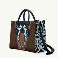 New Zealand Whakairo Leather Bag Tiki Maori Carving Taniko Motifs LT14 Multicolor - Polynesian Pride