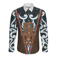 New Zealand Whakairo Long Sleeve Button Shirt Tiki Maori Carving Taniko Motifs LT14 Unisex Multicolor - Polynesian Pride