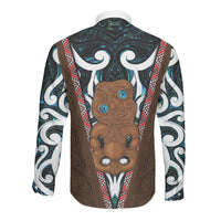 New Zealand Whakairo Long Sleeve Button Shirt Tiki Maori Carving Taniko Motifs LT14 - Polynesian Pride
