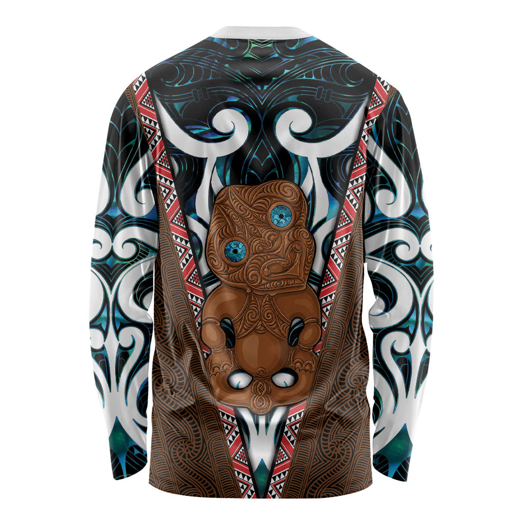 New Zealand Whakairo Long Sleeve Shirt Tiki Maori Carving Taniko Motifs LT14 - Polynesian Pride