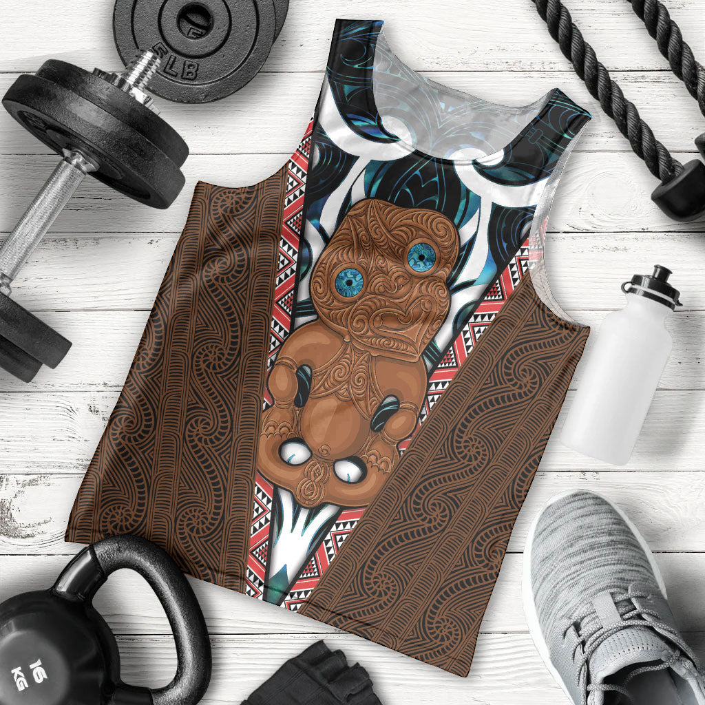 New Zealand Whakairo Men Tank Top Tiki Maori Carving Taniko Motifs LT14 - Polynesian Pride