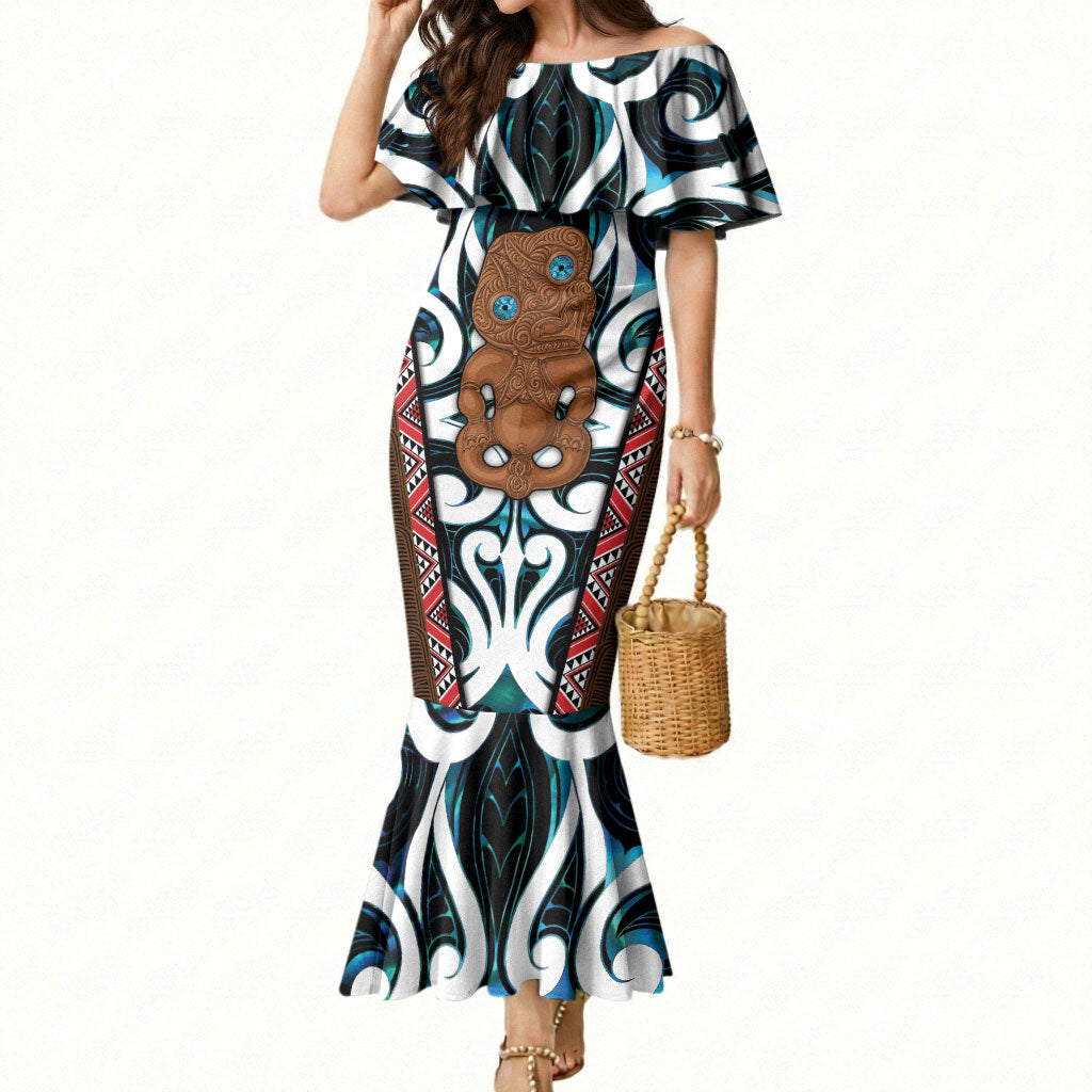 New Zealand Whakairo Mermaid Dress Tiki Maori Carving Taniko Motifs LT14 Women Multicolor - Polynesian Pride