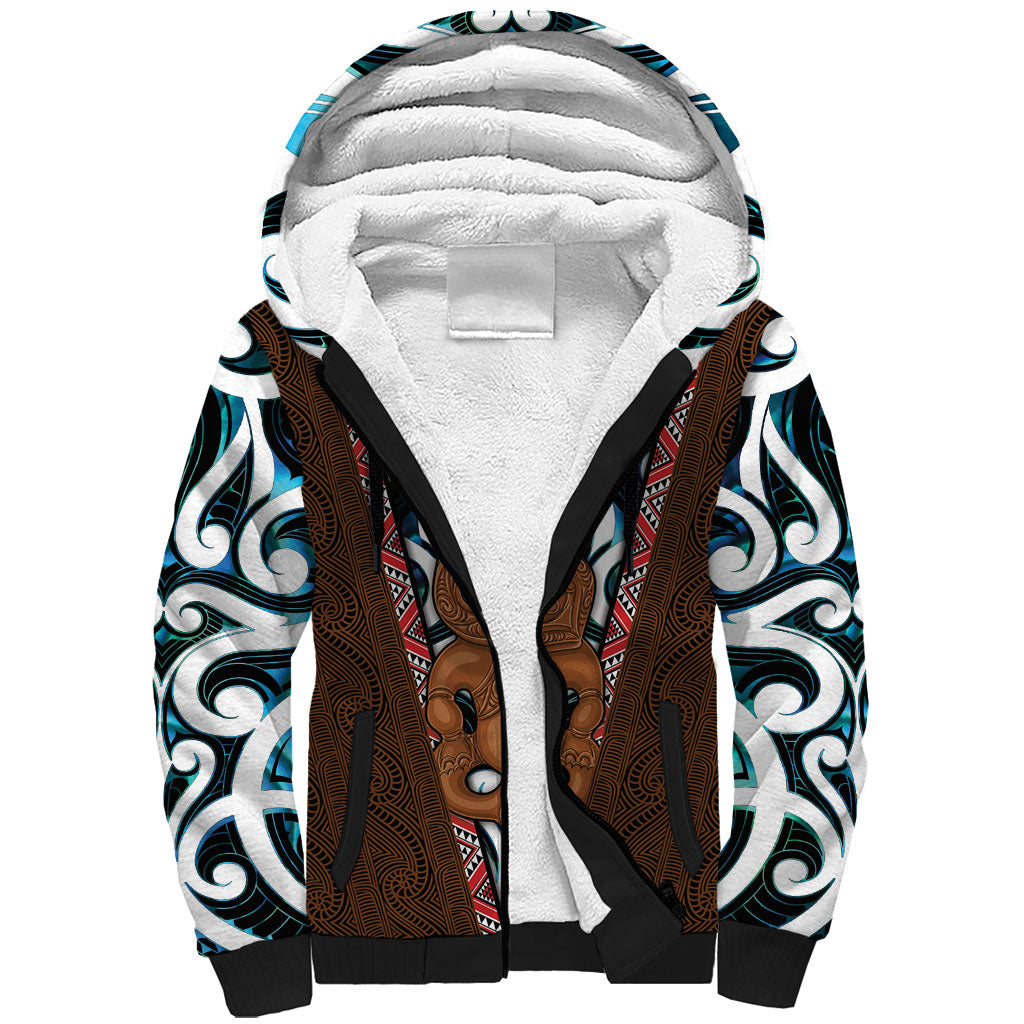 New Zealand Whakairo Sherpa Hoodie Tiki Maori Carving Taniko Motifs LT14 Unisex Multicolor - Polynesian Pride