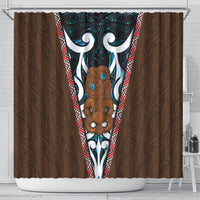 New Zealand Whakairo Shower Curtain Tiki Maori Carving Taniko Motifs LT14 - Polynesian Pride