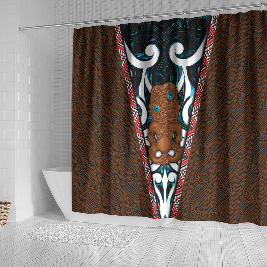 New Zealand Whakairo Shower Curtain Tiki Maori Carving Taniko Motifs LT14 - Polynesian Pride
