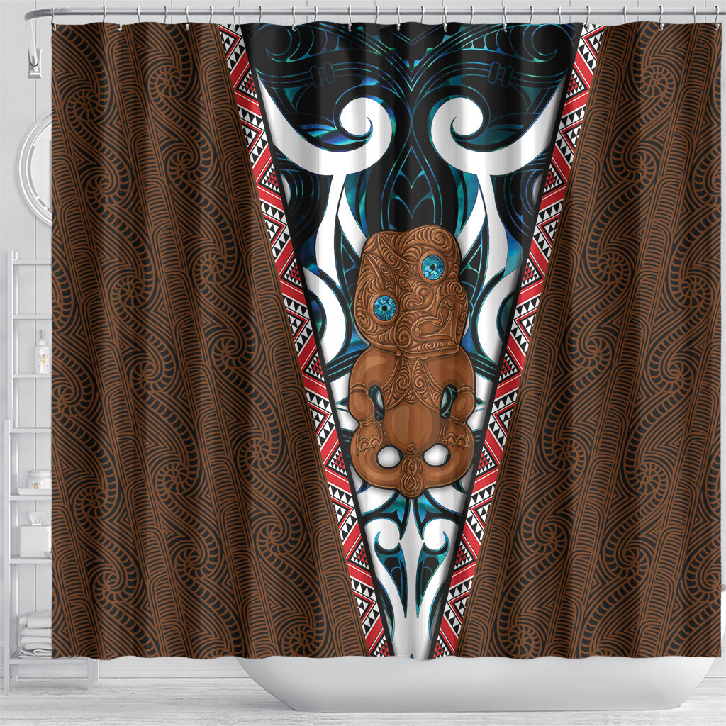 New Zealand Whakairo Shower Curtain Tiki Maori Carving Taniko Motifs LT14 - Polynesian Pride