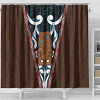 New Zealand Whakairo Shower Curtain Tiki Maori Carving Taniko Motifs LT14 - Polynesian Pride