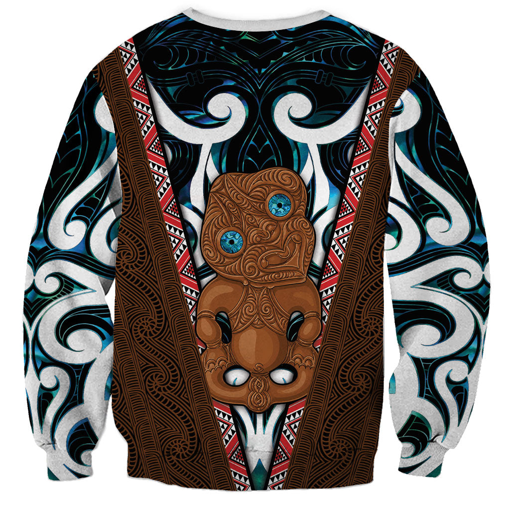 New Zealand Whakairo Sweatshirt Tiki Maori Carving Taniko Motifs LT14 - Polynesian Pride