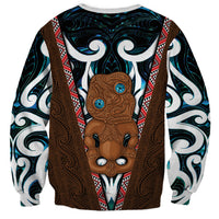 New Zealand Whakairo Sweatshirt Tiki Maori Carving Taniko Motifs LT14 - Polynesian Pride