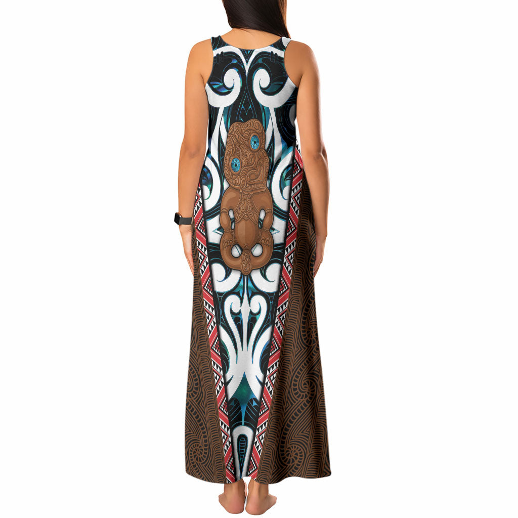 New Zealand Whakairo Tank Maxi Dress Tiki Maori Carving Taniko Motifs LT14 - Polynesian Pride