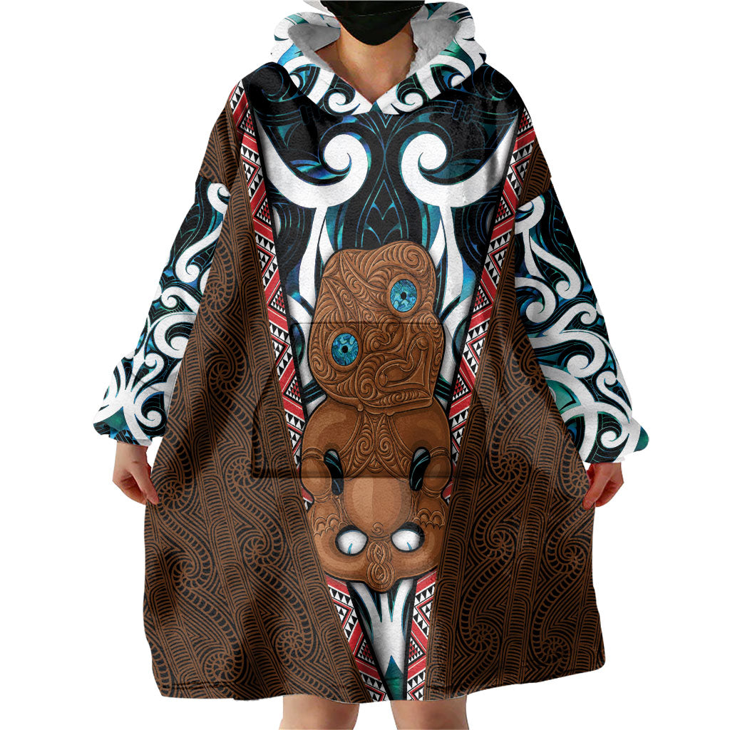 New Zealand Whakairo Wearable Blanket Hoodie Tiki Maori Carving Taniko Motifs LT14 - Polynesian Pride