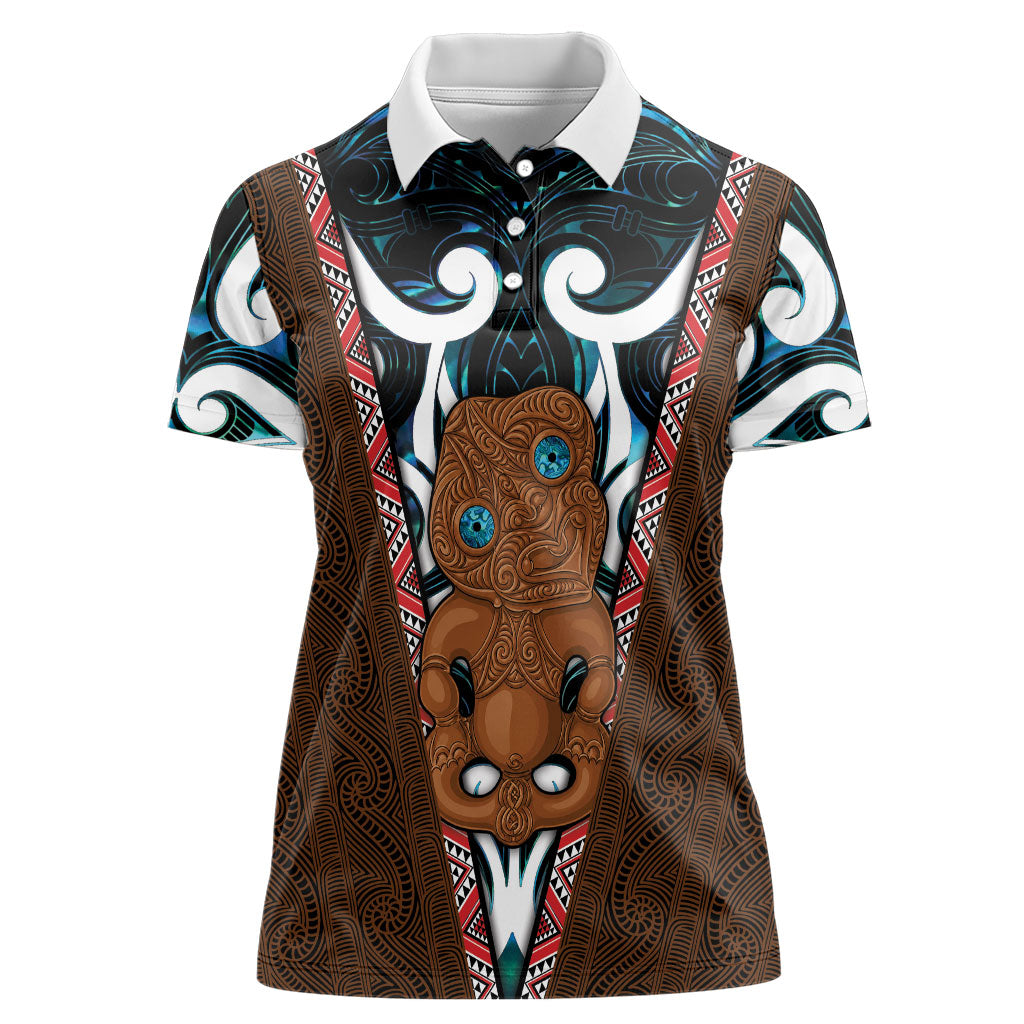 New Zealand Whakairo Women Polo Shirt Tiki Maori Carving Taniko Motifs LT14 Female Multicolor - Polynesian Pride