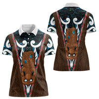 New Zealand Whakairo Women Polo Shirt Tiki Maori Carving Taniko Motifs LT14 - Polynesian Pride
