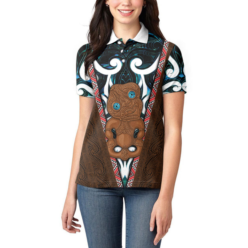 New Zealand Whakairo Women Polo Shirt Tiki Maori Carving Taniko Motifs LT14 - Polynesian Pride