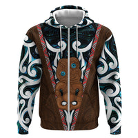 New Zealand Whakairo Zip Hoodie Tiki Maori Carving Taniko Motifs LT14 Zip Hoodie Multicolor - Polynesian Pride