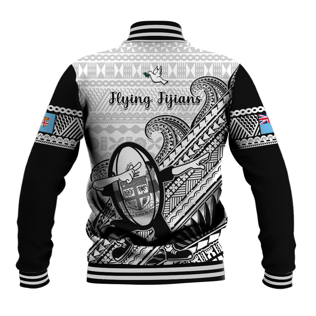 Fiji Tapa Rugby Baseball Jacket Flying Fijian 2023 World Cup With Dabbing Ball LT14 - Polynesian Pride