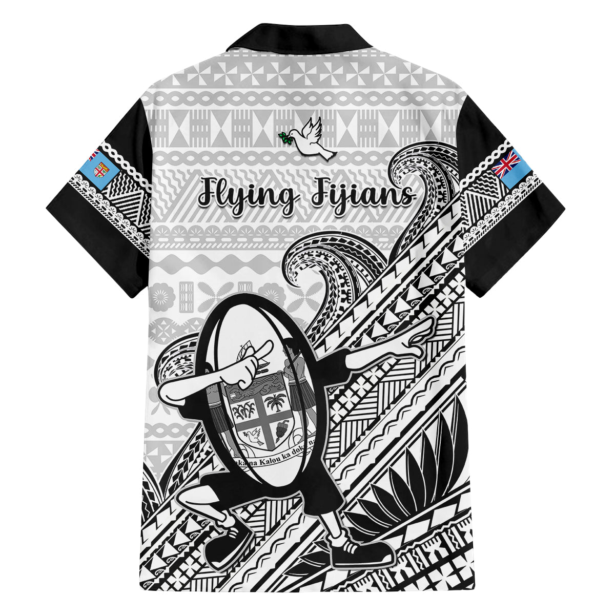 Fiji Tapa Rugby Kid Hawaiian Shirt Flying Fijian 2023 World Cup With Dabbing Ball LT14 - Polynesian Pride