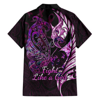 Personalised New Zealand Breast Cancer Family Matching Long Sleeve Bodycon Dress and Hawaiian Shirt Fight Like A Girl Pink Manaia Fern With Paua Shell LT14 - Polynesian Pride