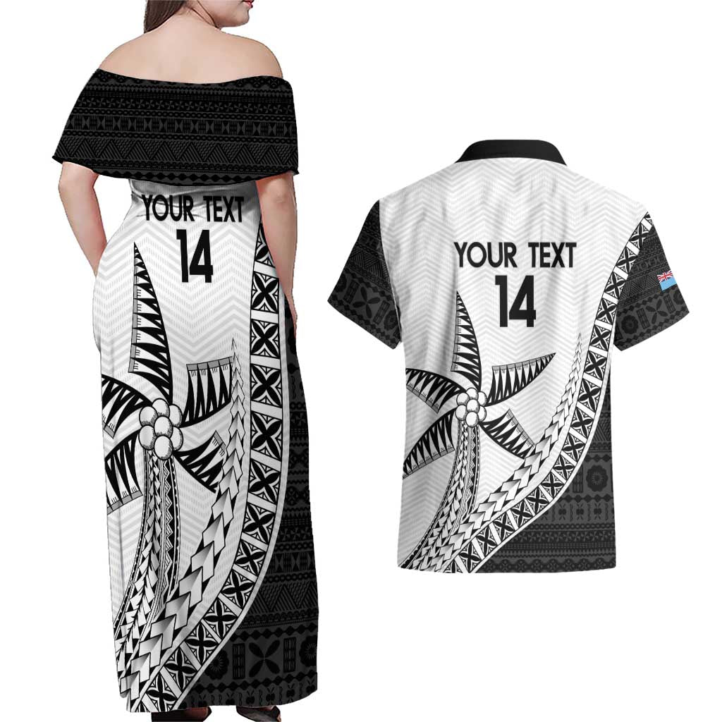 Custom Fiji Rugby Couples Matching Off Shoulder Maxi Dress and Hawaiian Shirt Go Champions Fijian Tapa Cloth LT14 - Polynesian Pride