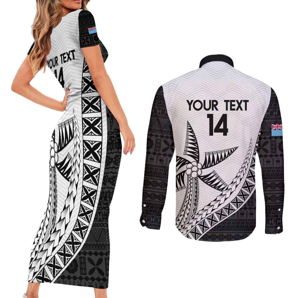 Custom Fiji Rugby Couples Matching Short Sleeve Bodycon Dress and Long Sleeve Button Shirt Go Champions Fijian Tapa Cloth LT14 - Polynesian Pride
