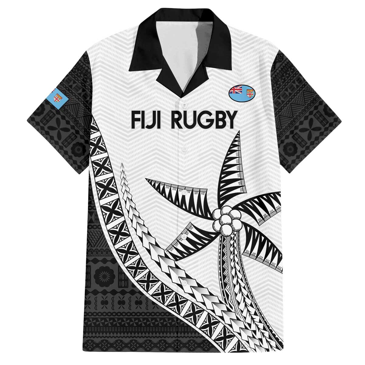 Custom Fiji Rugby Family Matching Off The Shoulder Long Sleeve Dress and Hawaiian Shirt Go Champions Fijian Tapa Cloth LT14 Dad's Shirt - Short Sleeve White - Polynesian Pride