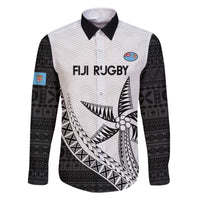 Custom Fiji Rugby Family Matching Off The Shoulder Long Sleeve Dress and Hawaiian Shirt Go Champions Fijian Tapa Cloth LT14 Dad's Shirt - Long Sleeve White - Polynesian Pride