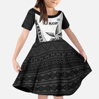 Custom Fiji Rugby Family Matching Off Shoulder Maxi Dress and Hawaiian Shirt Go Champions Fijian Tapa Cloth LT14 Daughter's Dress White - Polynesian Pride