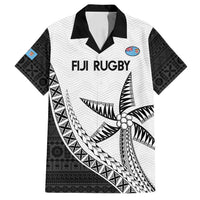 Custom Fiji Rugby Family Matching Off Shoulder Maxi Dress and Hawaiian Shirt Go Champions Fijian Tapa Cloth LT14 Dad's Shirt - Short Sleeve White - Polynesian Pride