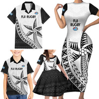 Custom Fiji Rugby Family Matching Short Sleeve Bodycon Dress and Hawaiian Shirt Go Champions Fijian Tapa Cloth LT14 - Polynesian Pride