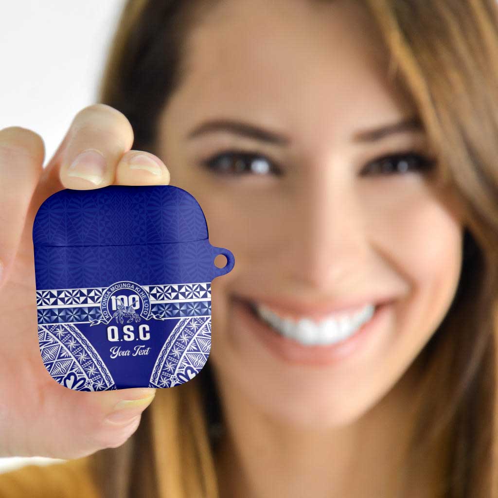 Personalised Queen Salote College AirPods Case Kolisi Fefine 100th Anniversary Kupesi Blue - Polynesian Pride
