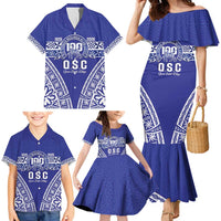 Personalised Queen Salote College Family Matching Mermaid Dress and Hawaiian Shirt Kolisi Fefine 100th Anniversary Kupesi Blue LT14 - Polynesian Pride