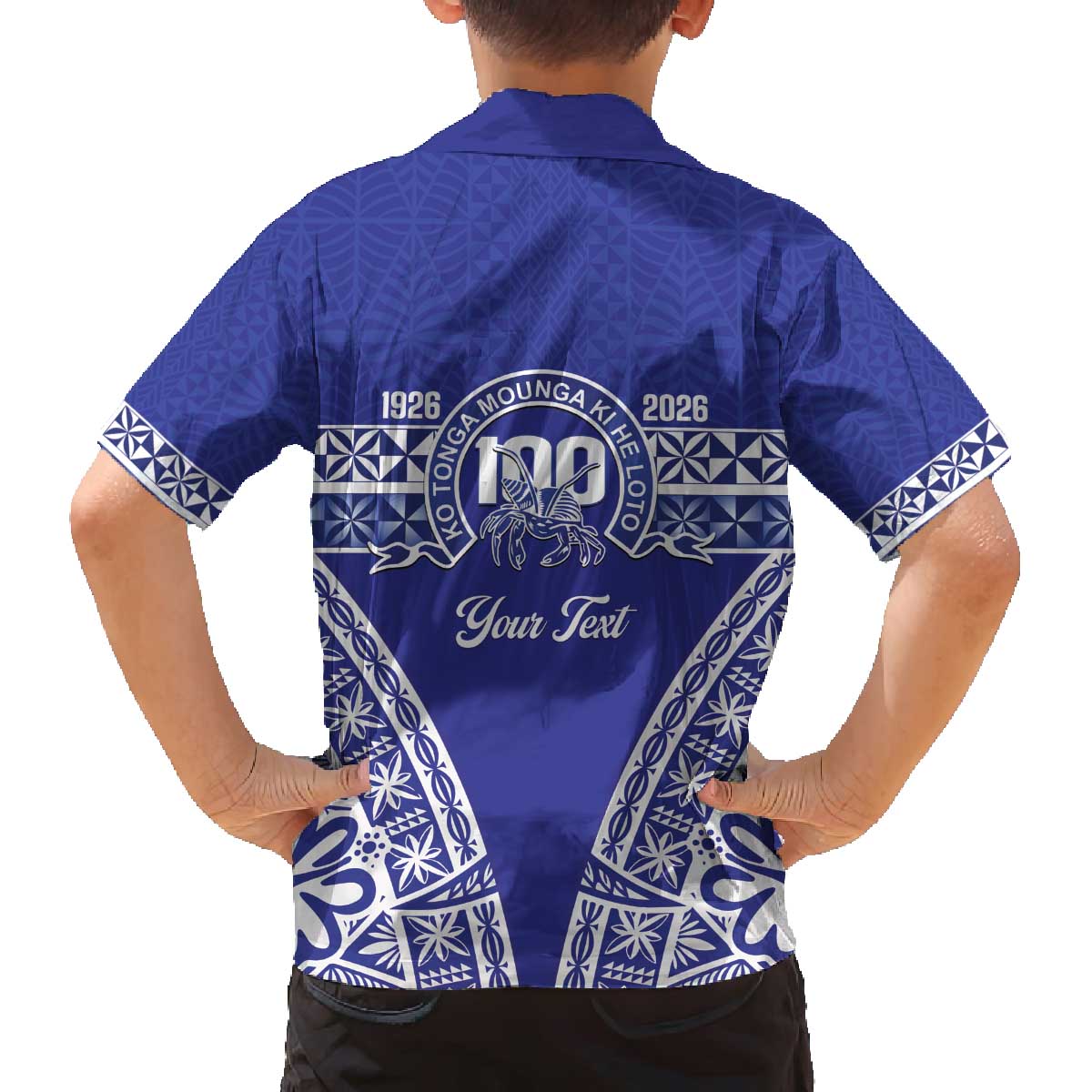 Personalised Queen Salote College Family Matching Off The Shoulder Long Sleeve Dress and Hawaiian Shirt Kolisi Fefine 100th Anniversary Kupesi Blue LT14 - Polynesian Pride