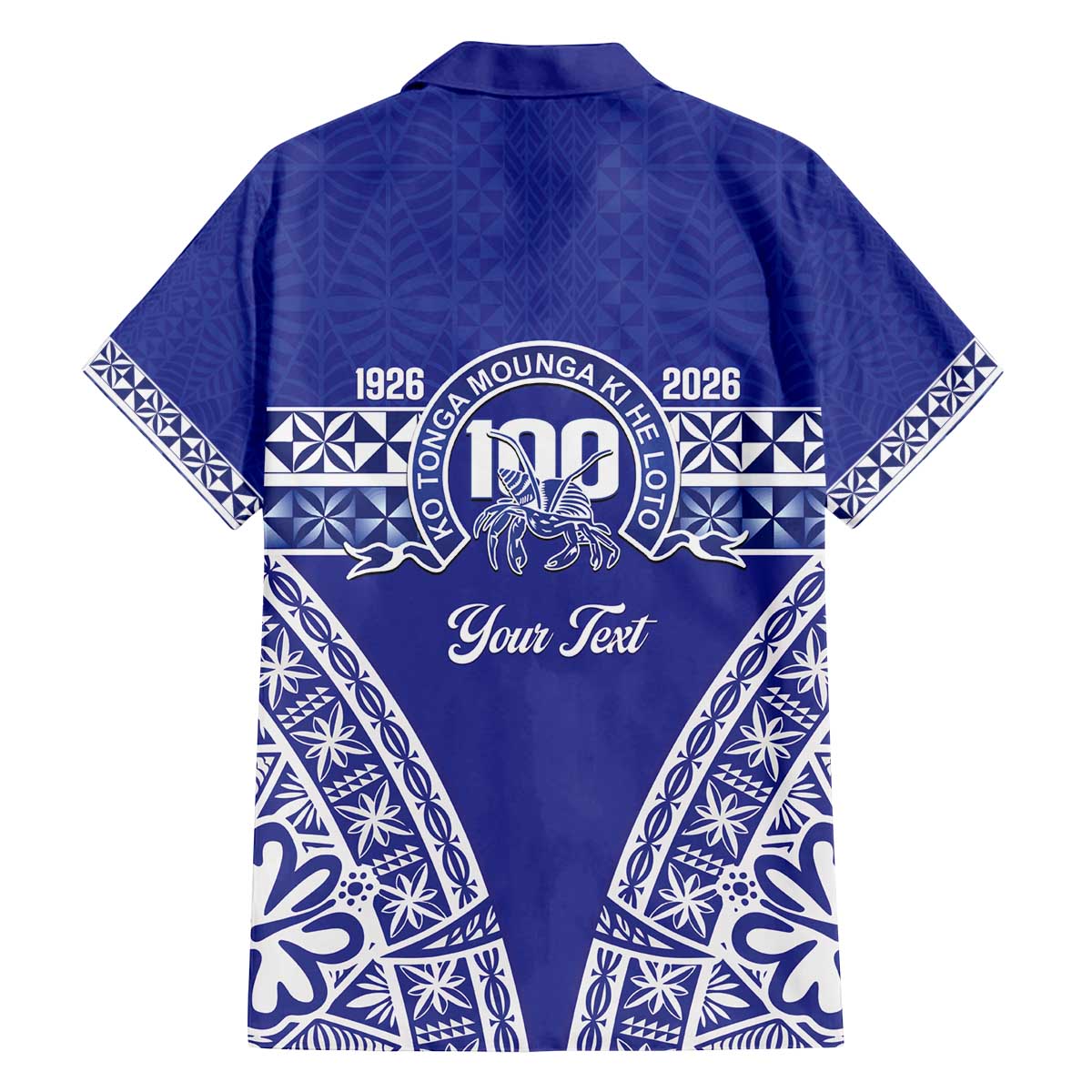 Personalised Queen Salote College Family Matching Off The Shoulder Long Sleeve Dress and Hawaiian Shirt Kolisi Fefine 100th Anniversary Kupesi Blue LT14 - Polynesian Pride